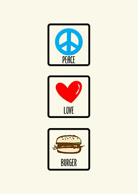 Peace Love Burger Wall Art