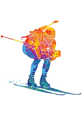Watercolor Ski Biathlon