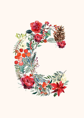 C Alphabet Floral Watercol