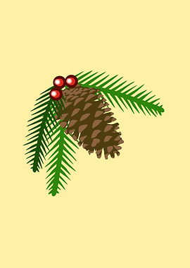 Pine cone berry and leaf