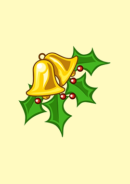 Xmas holly leaf with bells