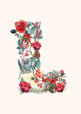L Alphabet Floral Watercol
