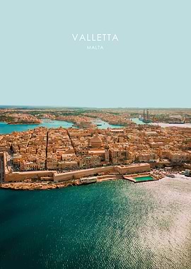 Valletta Malta Skyline Art