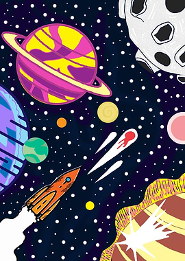 Moon stars and rockets