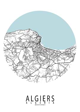 Algiers City Map Circle