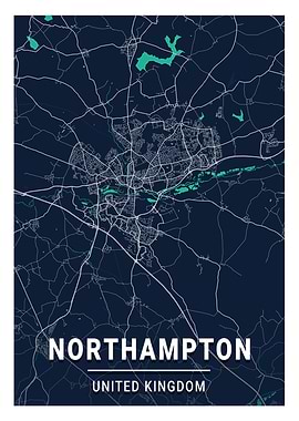 Northampton Blue Dark Map