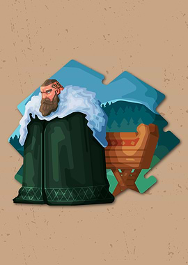 Viking chief with a coffin