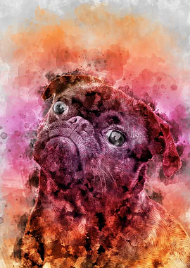 PUG PORTRAIT WATER COLOR