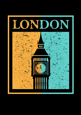 London Big Ben Tower Retro