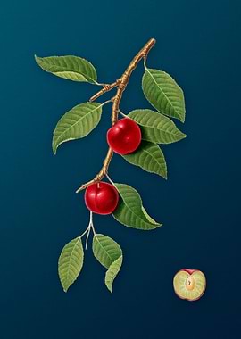 Vintage Cherry Plum Fruits
