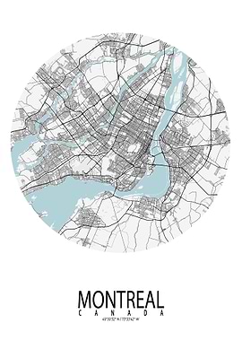 Montreal City Map Circle