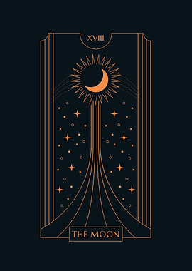 Black Tarot Card THE MOON