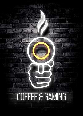 Gaming Coffee neon poster