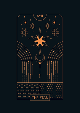 Black Tarot Card THE STAR