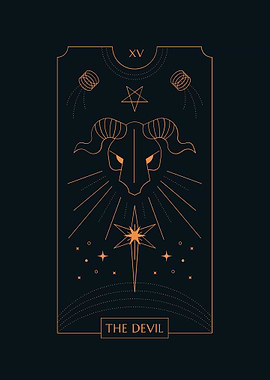 Black Tarot Card THE DEVIL