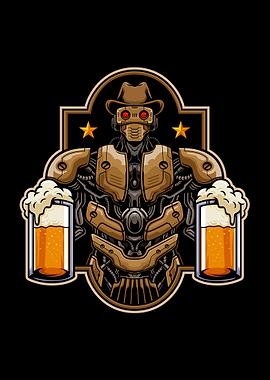 Robot cowboys bring beer