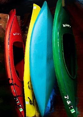 Kayaks Leaning On Wall