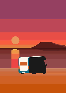 Camper Van at Sun Set