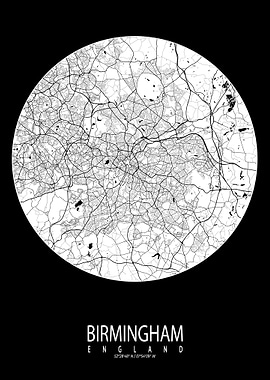 Birmingham City Map Moon