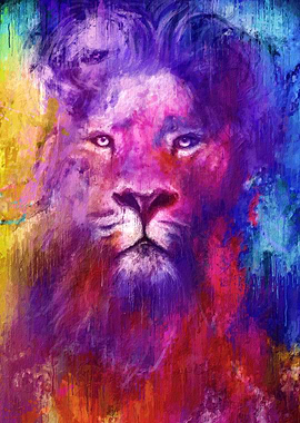 Abstract Lion Painting