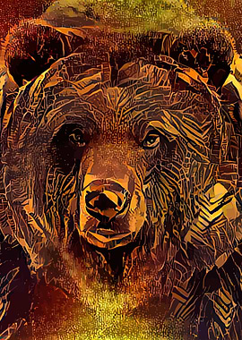 Bear Abstract Golden
