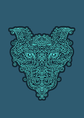 Abstract wolf head in blue