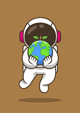 Kawaii Astronaut and Earth