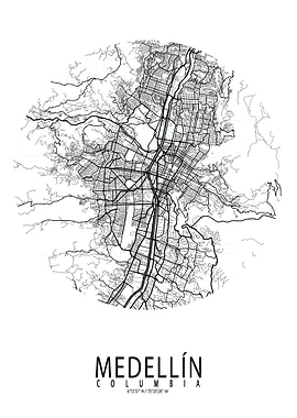 Medellin City Map Circle