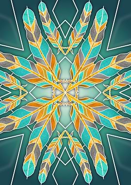 Colorful Feather mandala