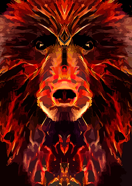 Bear abstract Tattoo Red