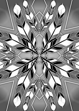 monochrome Feather mandala