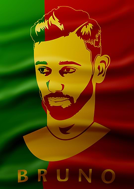 Bruno Fernandes Flag Gold