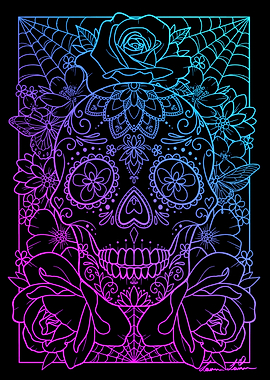 Neon Sugar Skull