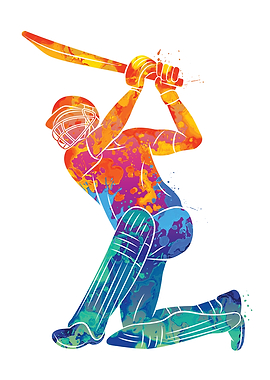 Watercolor Cricket Sports
