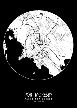 Port Moresby City Map Moon