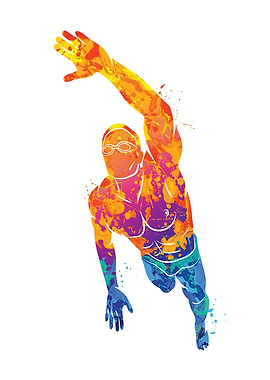 Watercolor Swimmer Sports