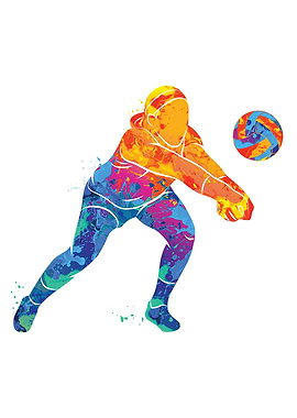 Watercolor Volleyball Girl