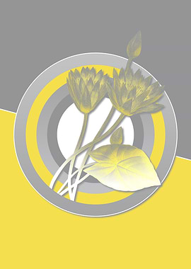 Yellow and Gray Lotus Art