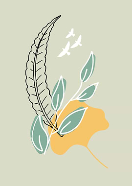 Wall decor leaf pastel