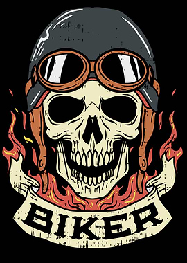 Biker Skull with helmet