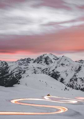 Curved road with vehicles