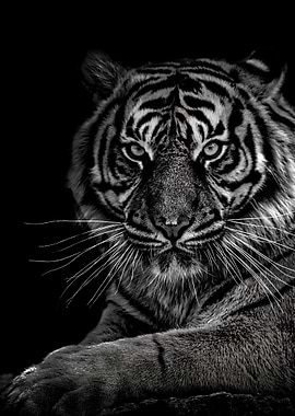 Lying Tiger Head Poster