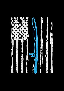 Fishing Rod American Flag