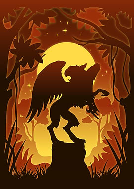 Griffin on a tree stump