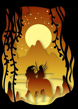 Lonely riding warrior