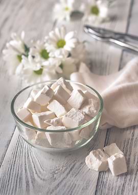 Bowl of white lump sugar
