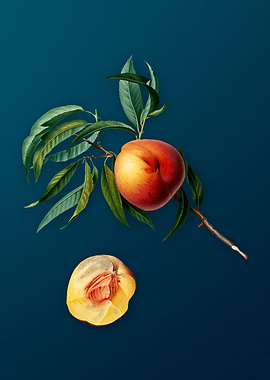 Vintage Peach Fruit Poster