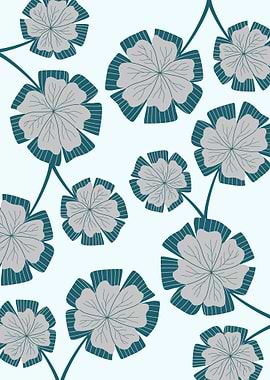 soft blue flowers walldeco