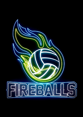 flame volleyball neon