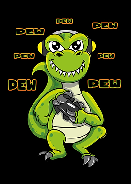 Gamer Gaming Dinosaur Pew